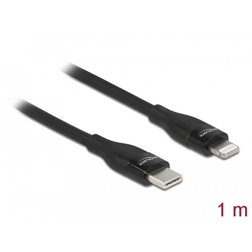 DeLock USB C - Lightning kabel 1.0 meter Zwart DeLock USB C - Lightning kabel 1.0 meter Zwart