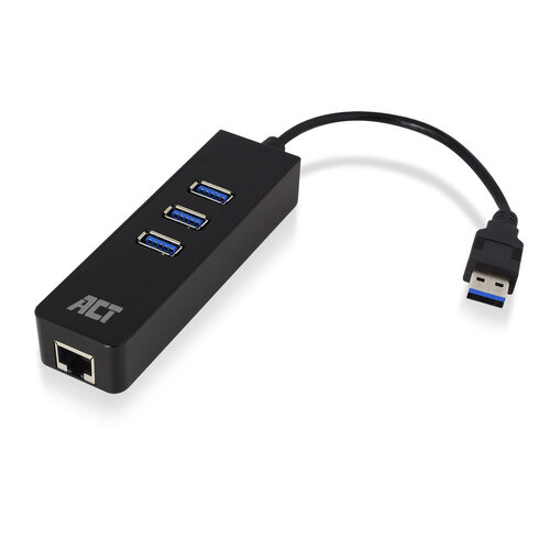 ACT 3 Poort USB + Gb Ethernet Hub ACT 3 Poort USB + Gb Ethernet Hub