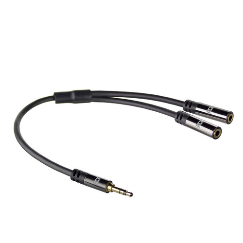 ACT 3.5 mm Stereo male - 2x 3.5 mm Stereo female kabel 0.15 meter